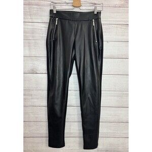 Michael Kors Faux Leather Front Moto Black Leggings Pants ~ MEDIUM ~ Mixed Media